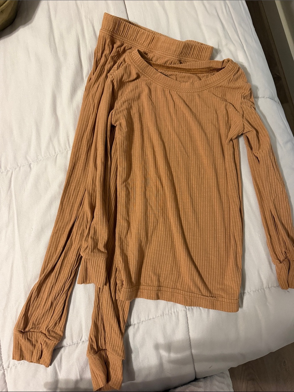 Little Sleepies Ribbed Pajama Set in Camel/Tan
